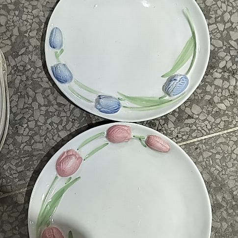 瓷片微瑕郁金香八寸浅盘两个一组