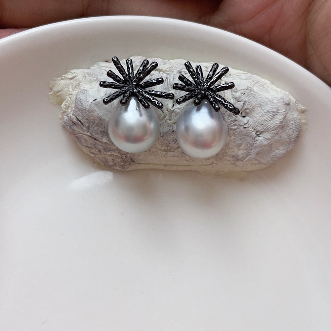 海水珍珠耳饰银S925镶嵌