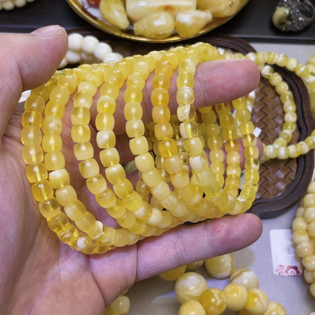 蜜蜡手串未镶嵌6.5mm叠戴多样性发其一