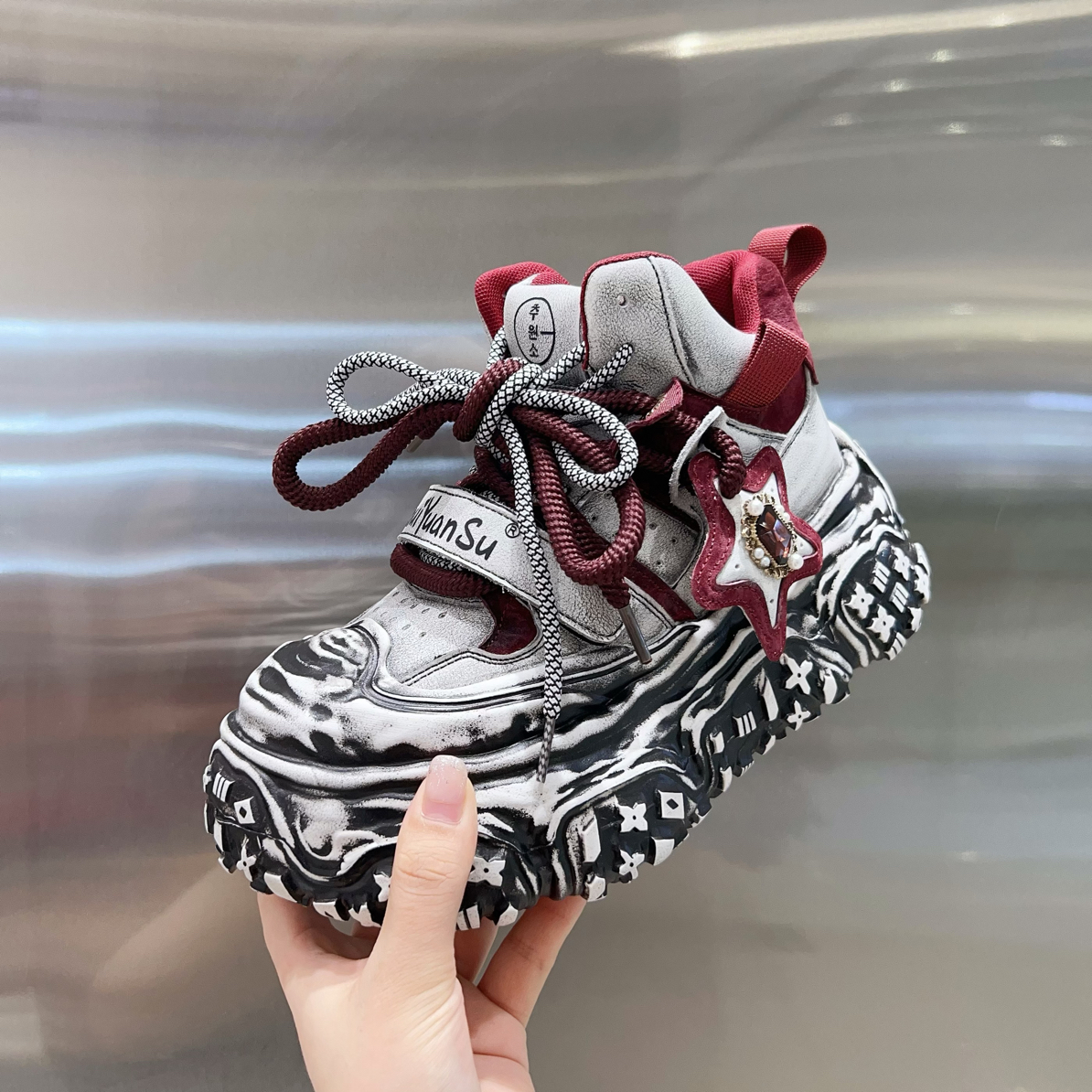 星星之眼~高帮秋冬款时尚装饰吊坠老爹鞋5665【丫】