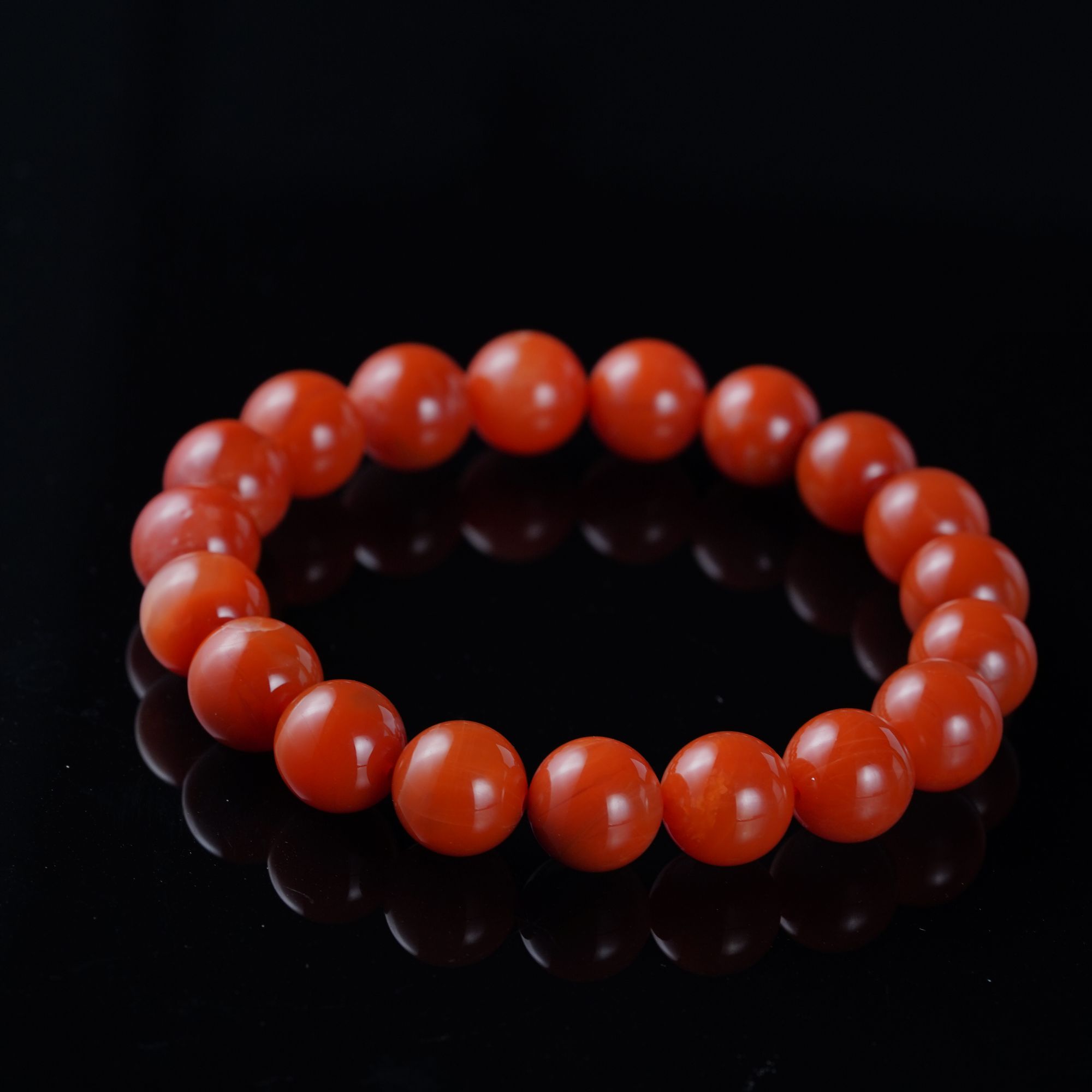 【珊木居】S2115JY 柿子红南红1.0圆珠单圈手串