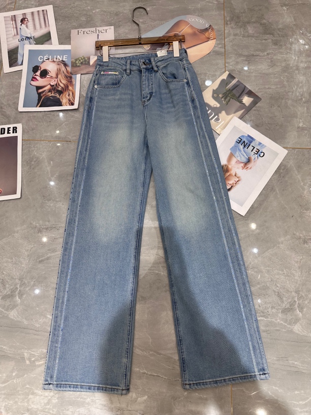 南油七彩口袋直筒裤