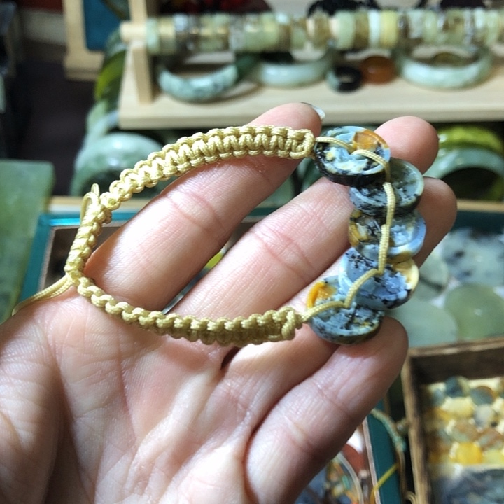 岫玉岫玉五帝钱手链未镶嵌