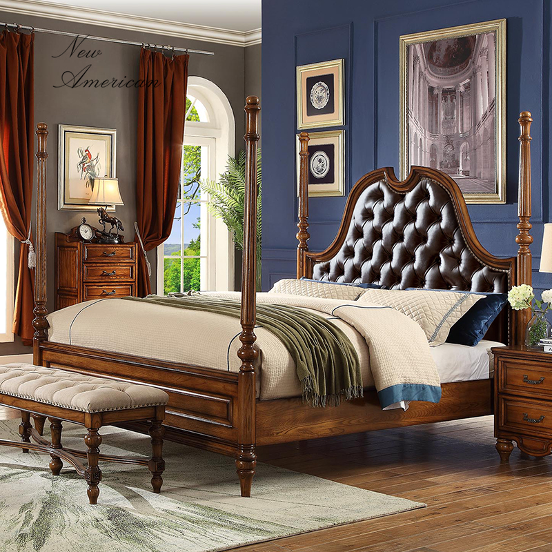 美式复古床1.8米床轻奢雕花家用双人床主卧高端简约古典奢华别墅