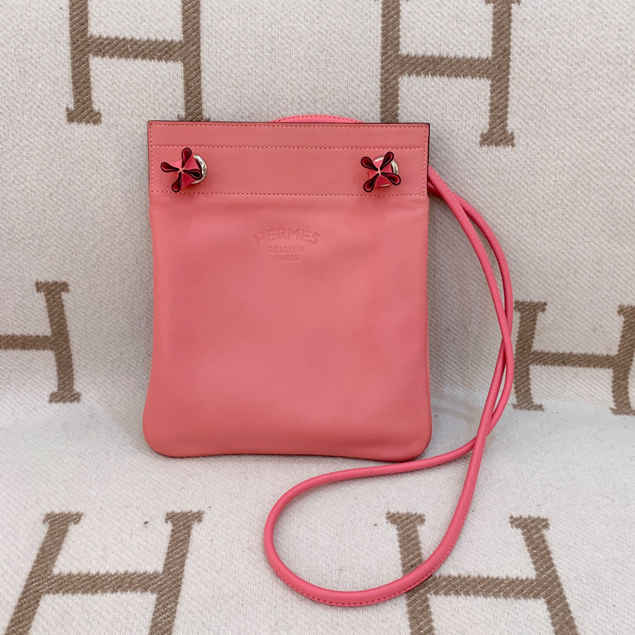 99新 Hermes/爱马仕 aline C s皮 8W 杜鹃粉ac0212a4 