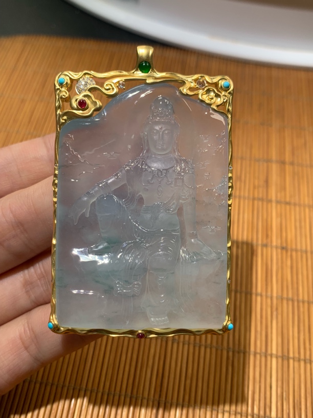 天然翡翠A货 水月观音 客户定制起货