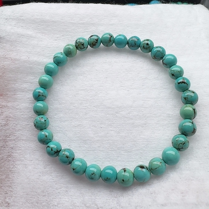 尺寸：6➕绿网花纹圆珠单圈串