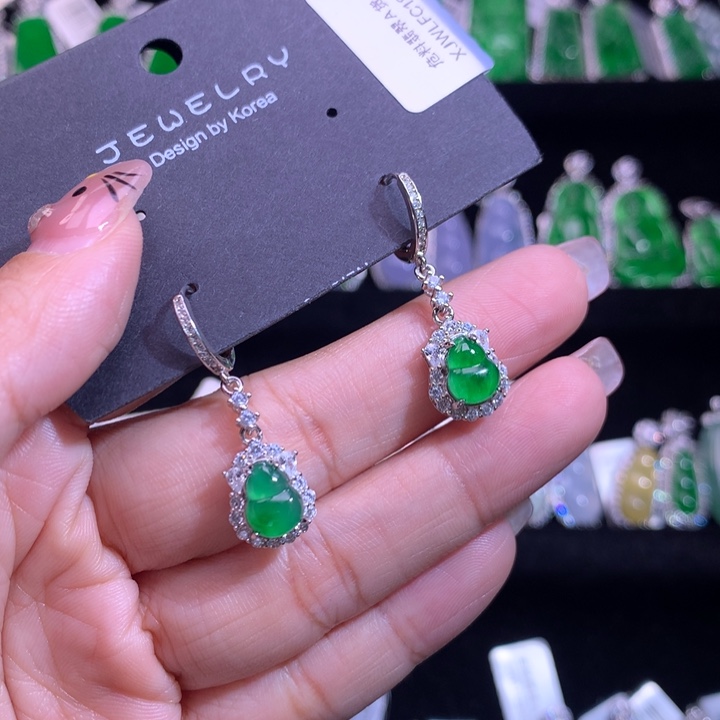 【闪购商品】银S925镶嵌翡翠耳饰