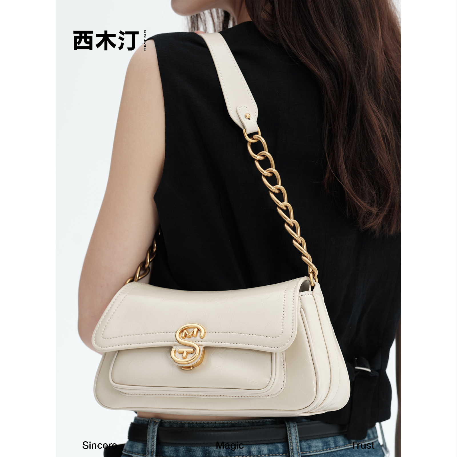 【西木汀】暮云 牛皮法棍腋下包高级质感小众复古单肩包新款（直播）