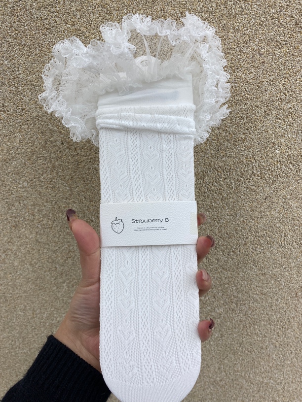浪漫网纱爱心唯美蕾丝中筒袜辣洛丽塔中筒袜女 