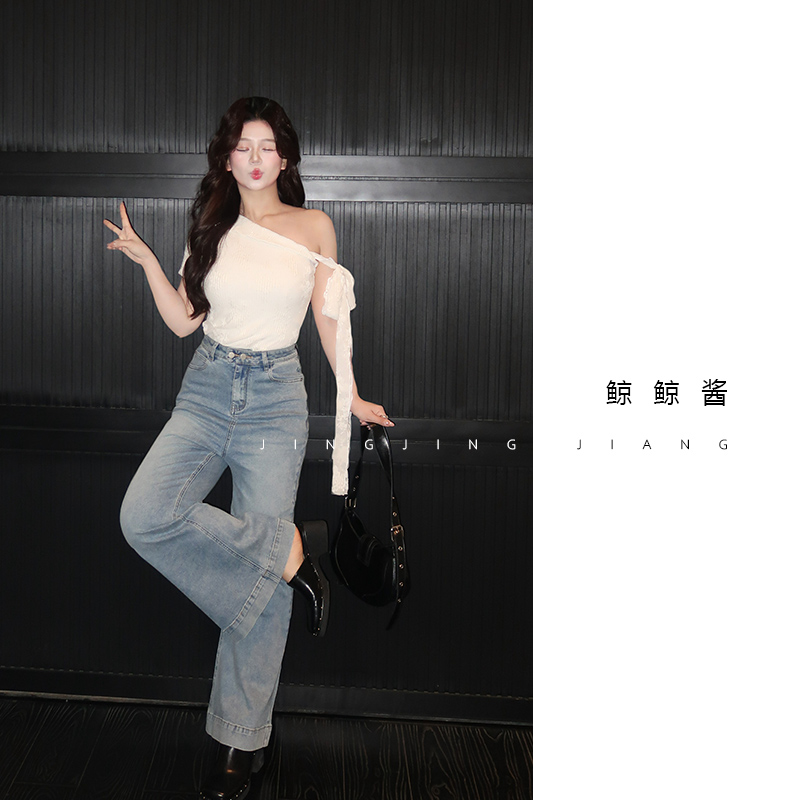 ZOZ鲸鲸酱 【冰川呼吸】直筒宽松休闲高腰时尚小众牛仔设计感长裤