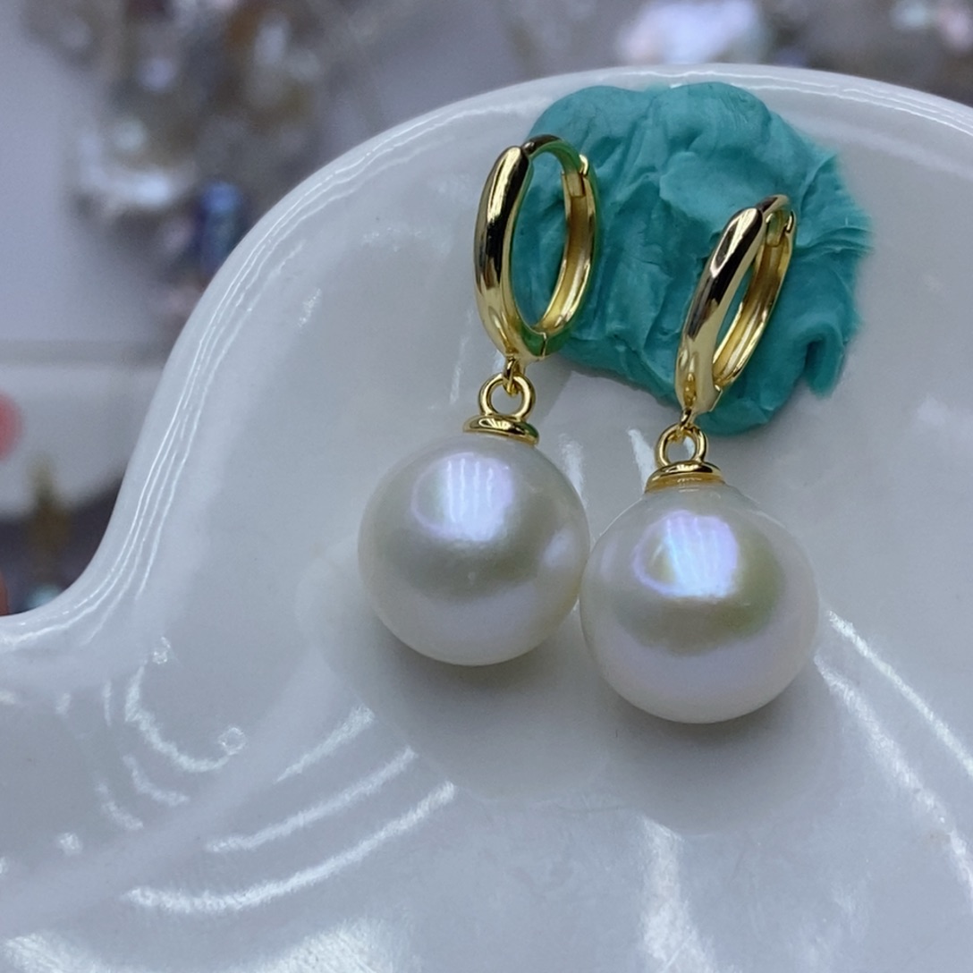 淡水珍珠耳饰银S925镶嵌