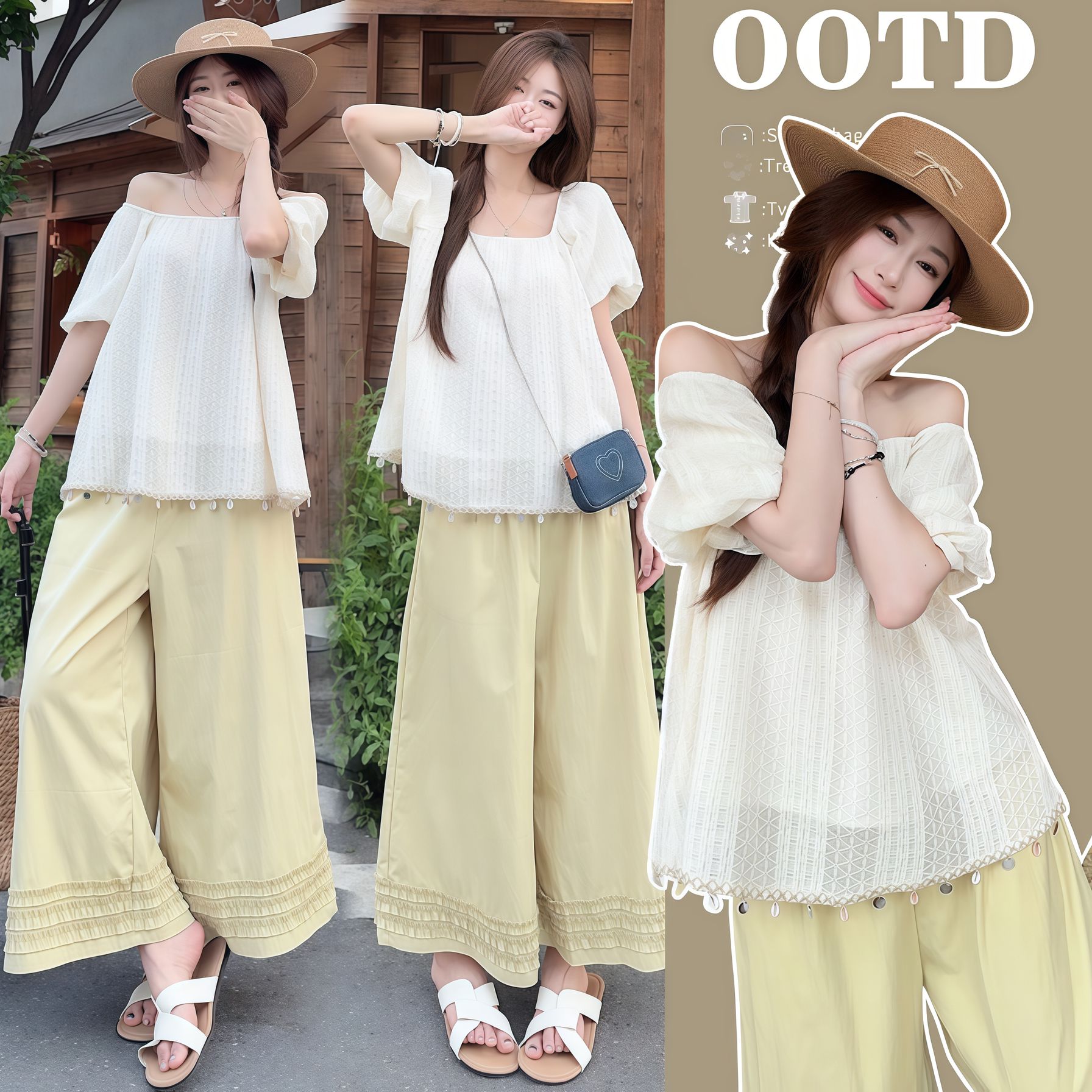 【梵兮家】孕妇装夏季洋气高级感短袖上衣+阔腿裤时尚减龄两件套装