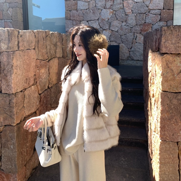 【齐老板】复古立领仿貂绒马甲冬季百搭马甲XZ040009