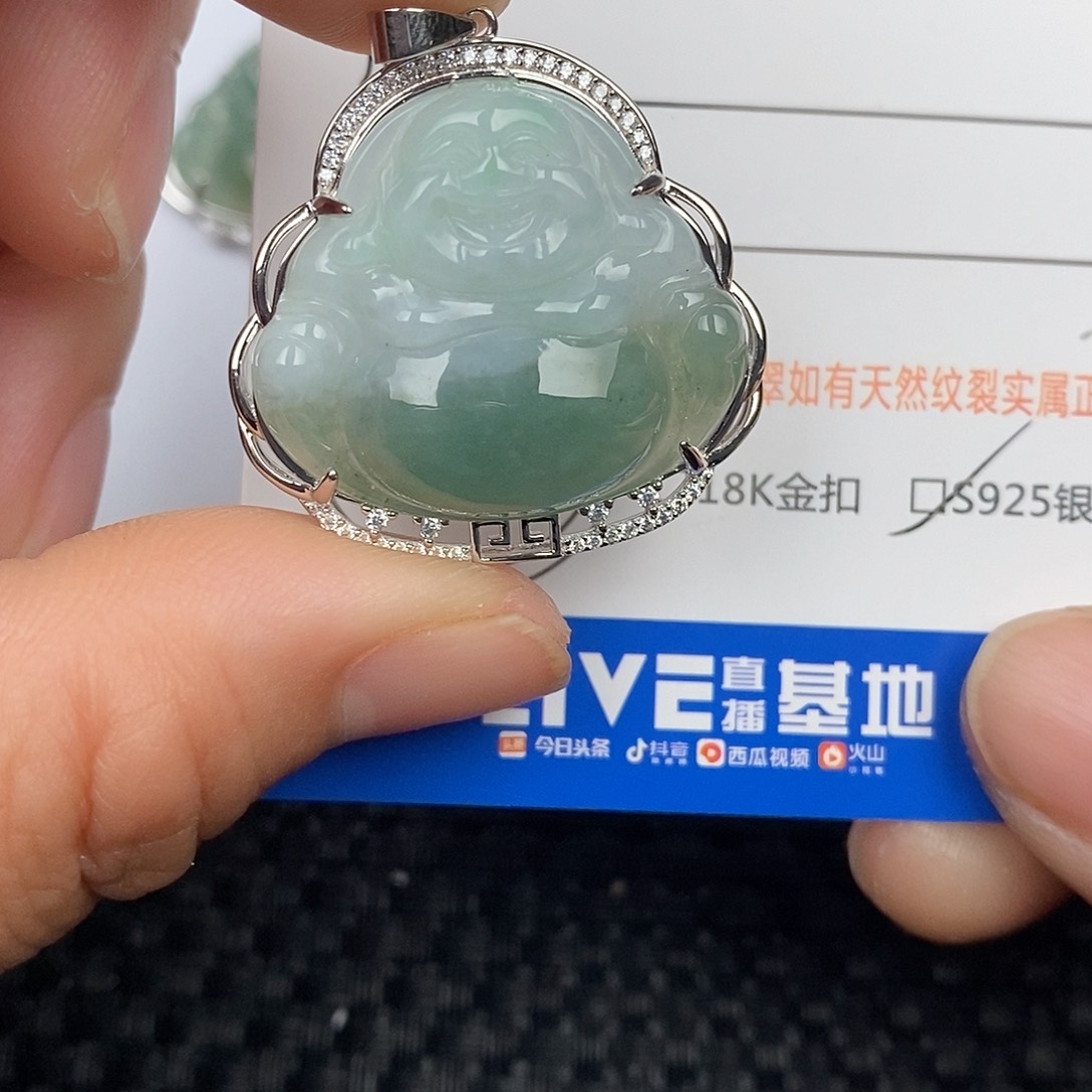 翡翠颈饰银S925镶嵌吊坠
