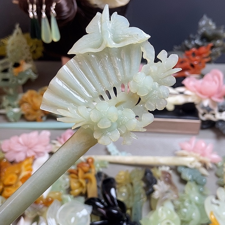 蛇纹石玉合金发饰发簪