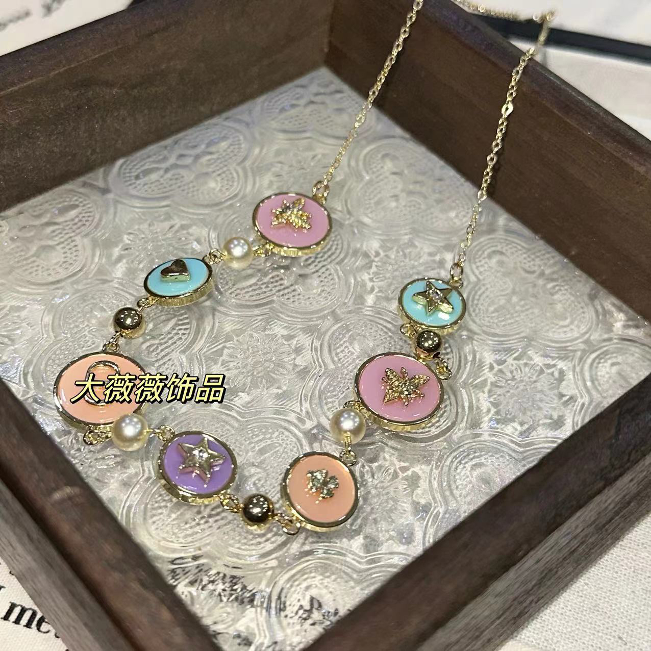 铜合金项链 彩色蜜蜂五角星项链-67071