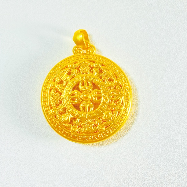轻奢珠宝足金999 黄金八宝罗盘金刚杵吊坠双面水贝黄金（赠绳）