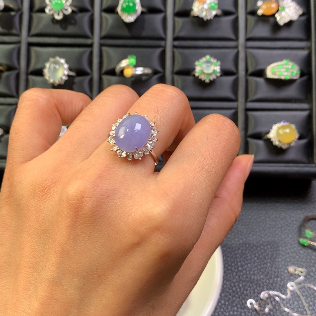 蒋***末翡翠银S925镶嵌戒指