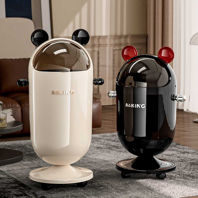 客厅垃圾桶家用2025新款轻奢高档翻盖大容量卧室卫生间高颜值高脚