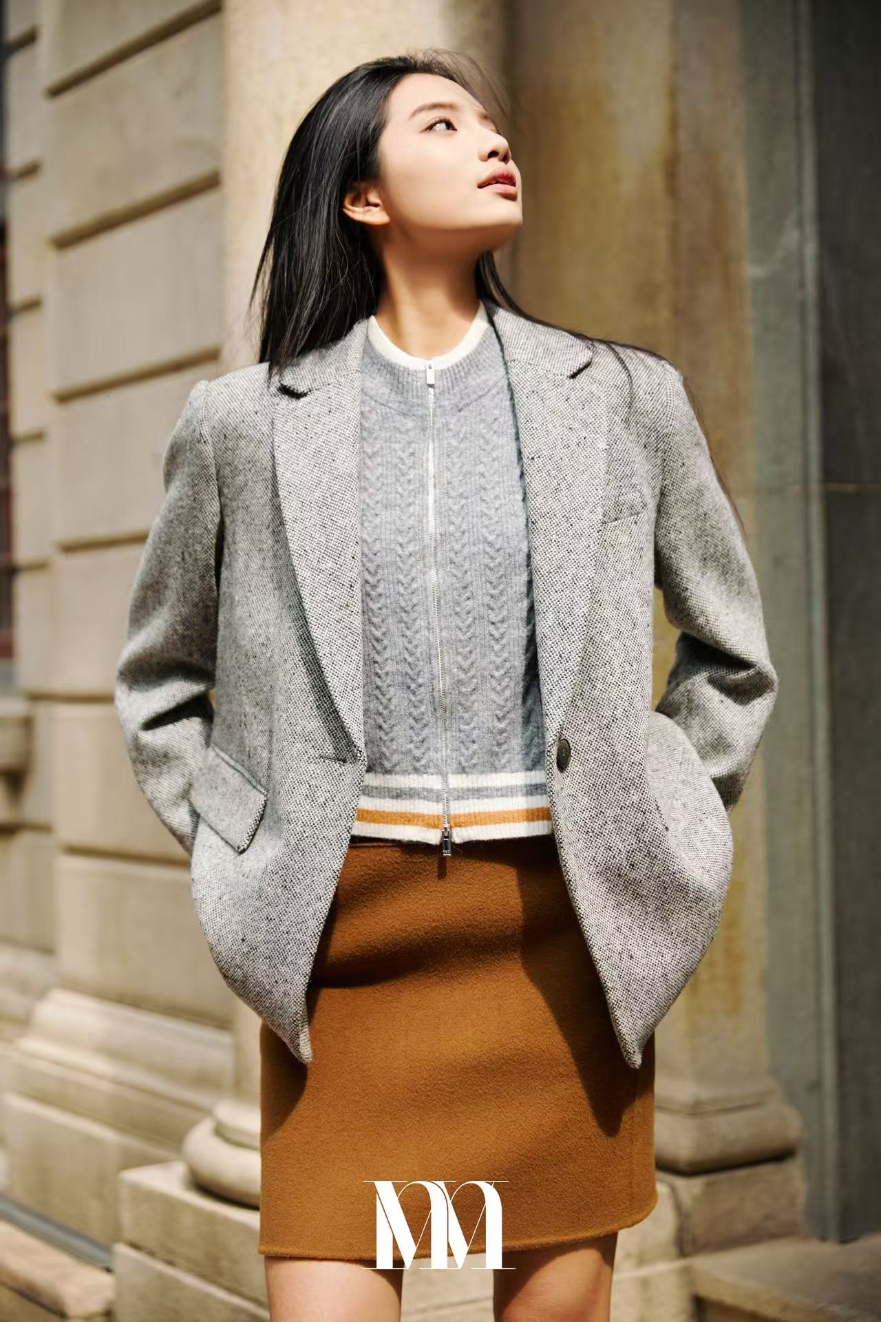 mithworld|海鸥灰针织拉链马甲