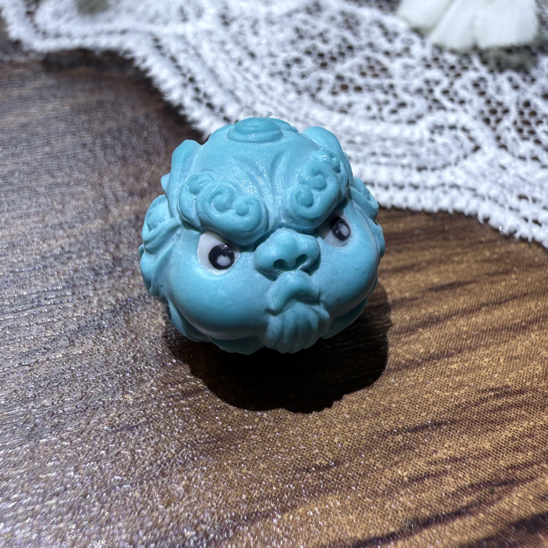 精品原矿绿松石精工貔貅圆珠配饰