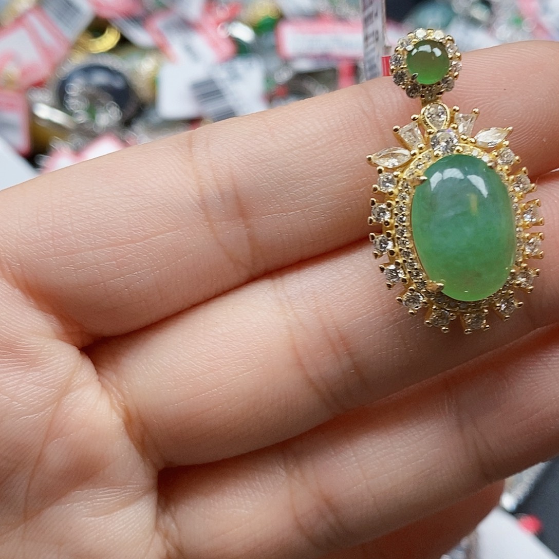 翡翠银S925镶嵌戒指