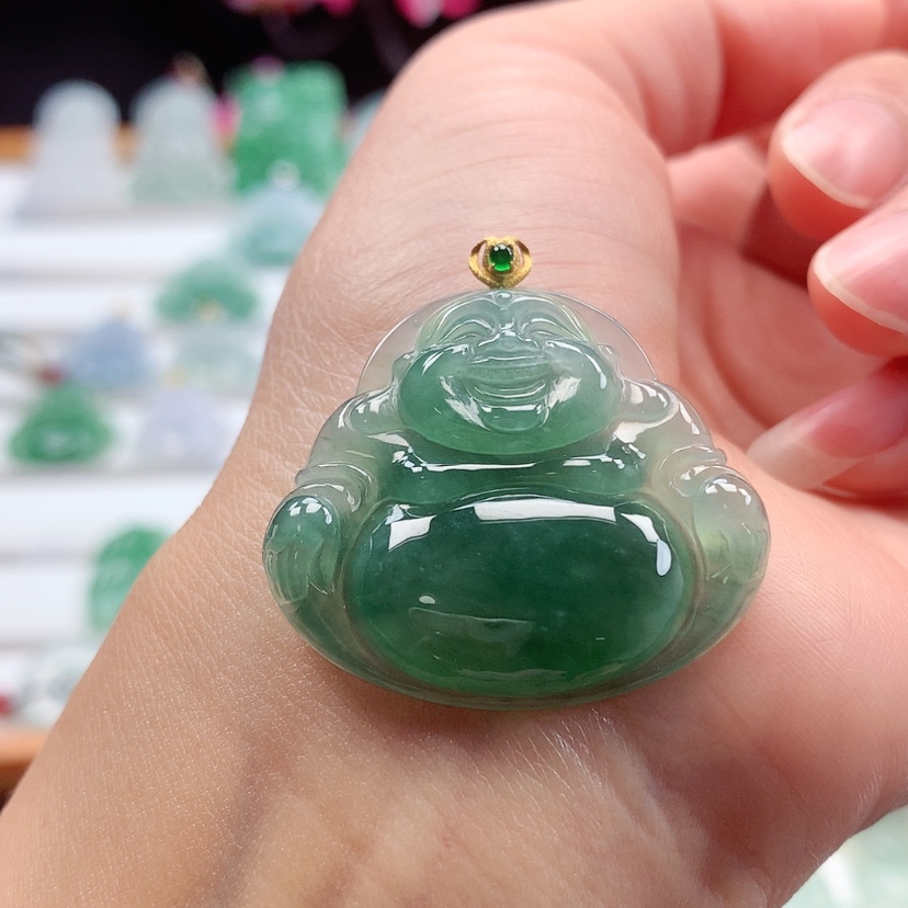 【闪购商品】翡翠吊坠(赠链)18K金镶嵌