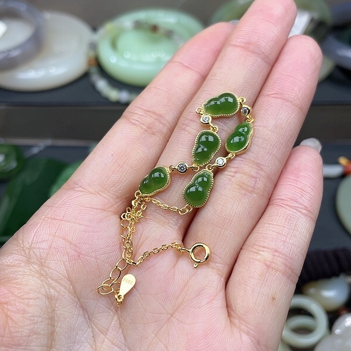 和田玉手链银S925镶嵌