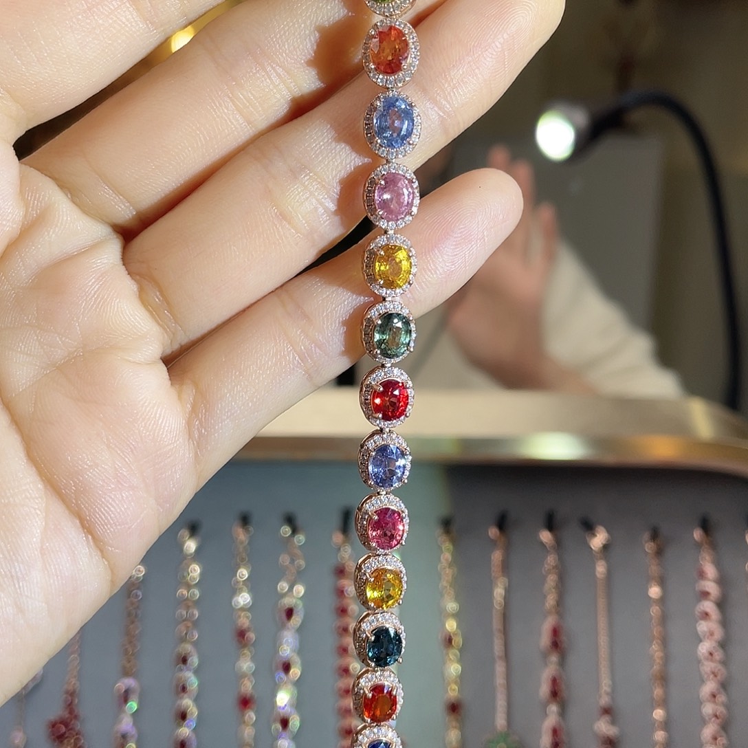 手链银S925镶嵌蓝宝石