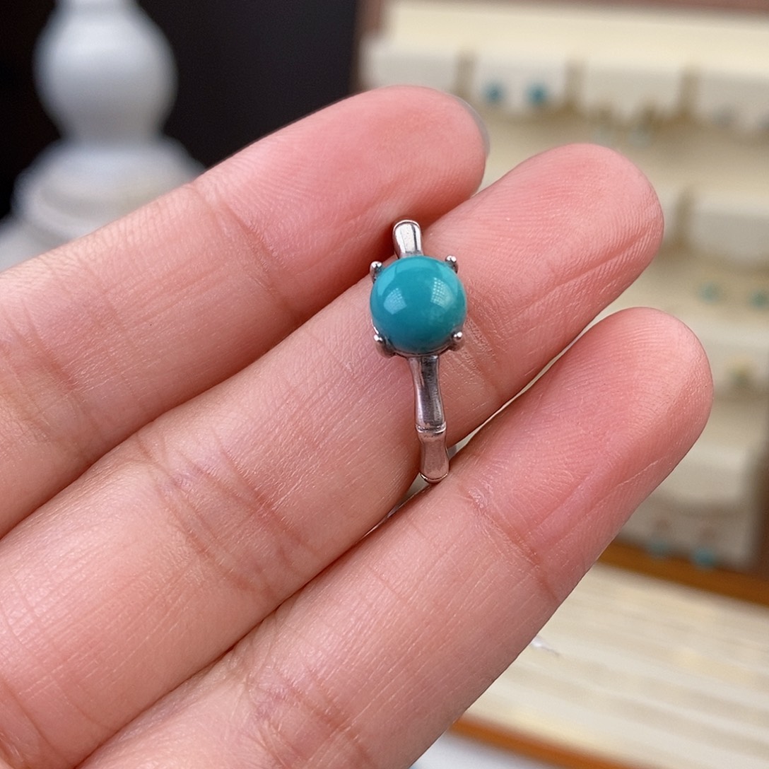 绿松石戒指银S925镶嵌