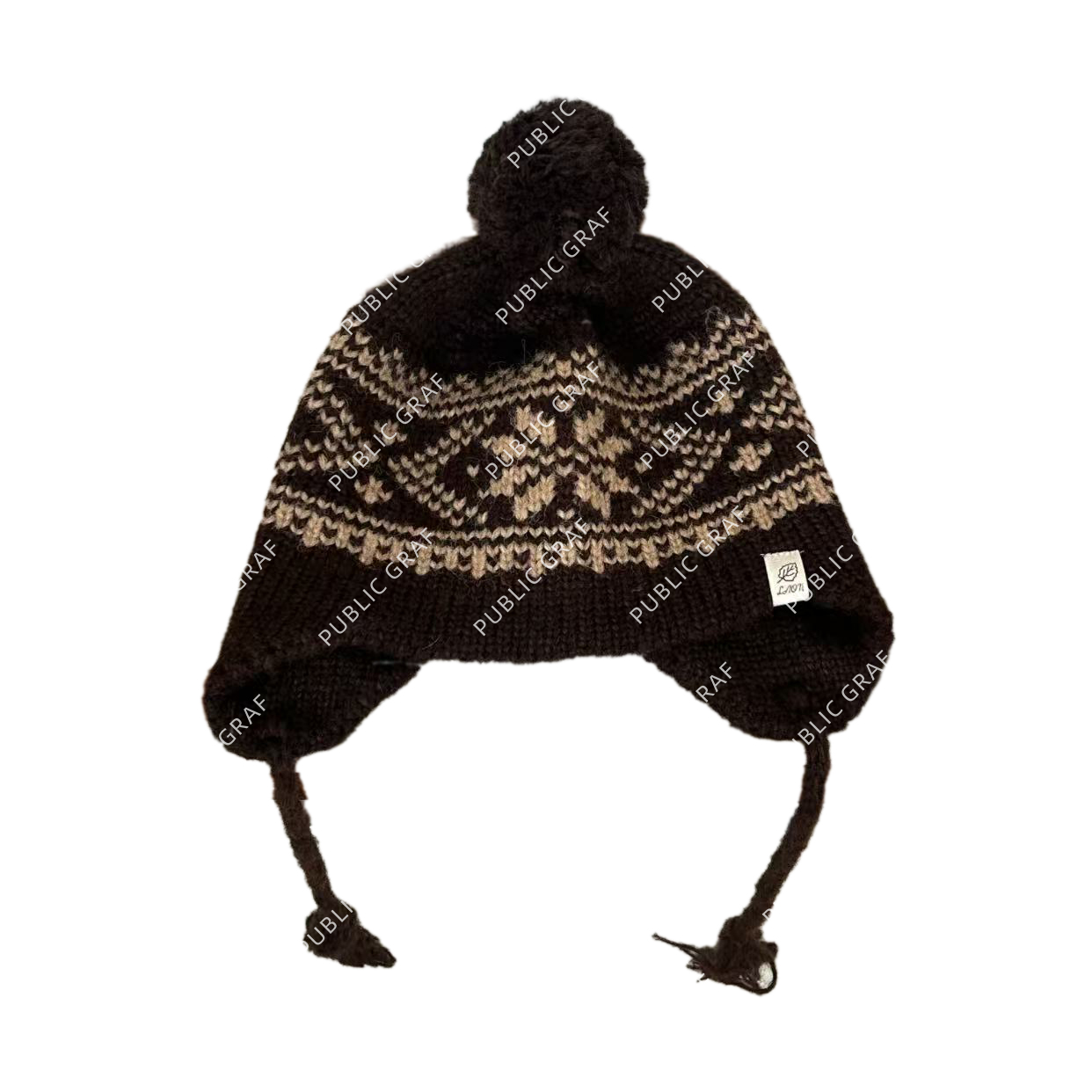 高林凡 复古提花针织护耳雷锋帽