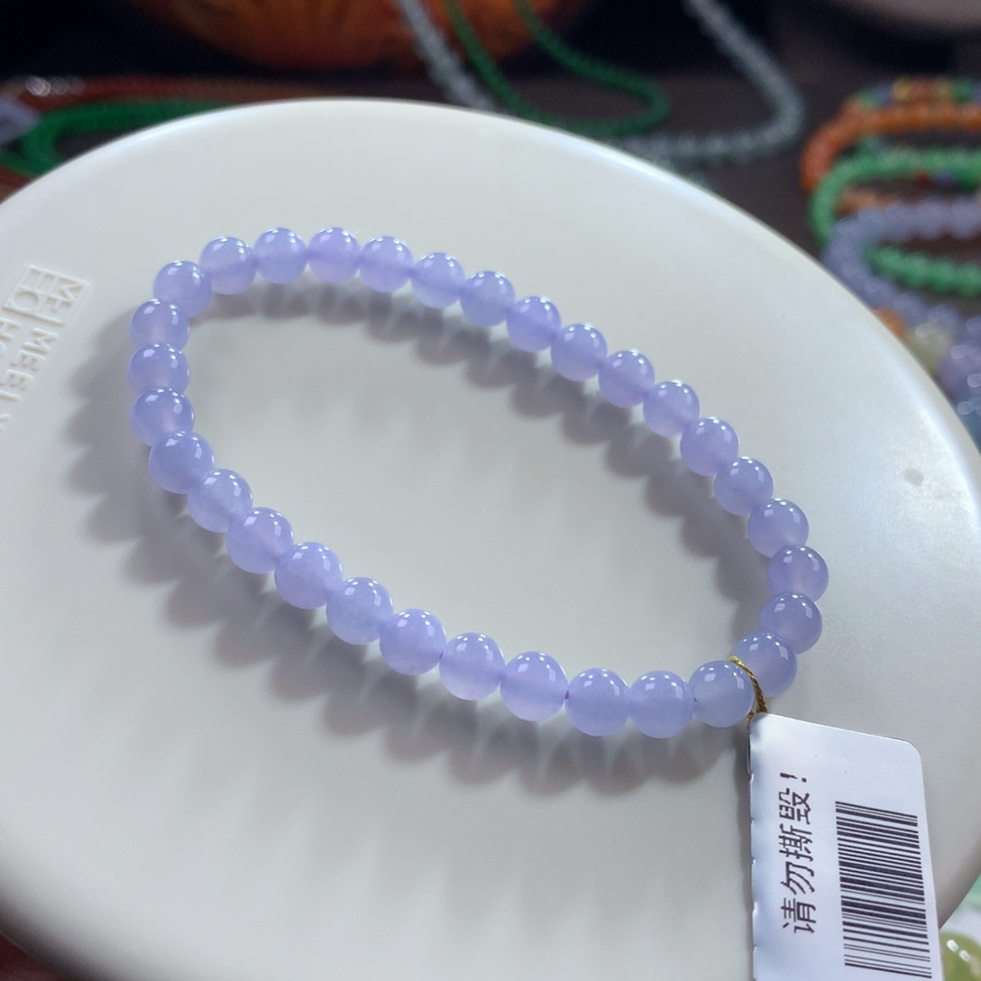 翡翠未镶嵌手链冰种粉春浓紫单圈 卡5.1