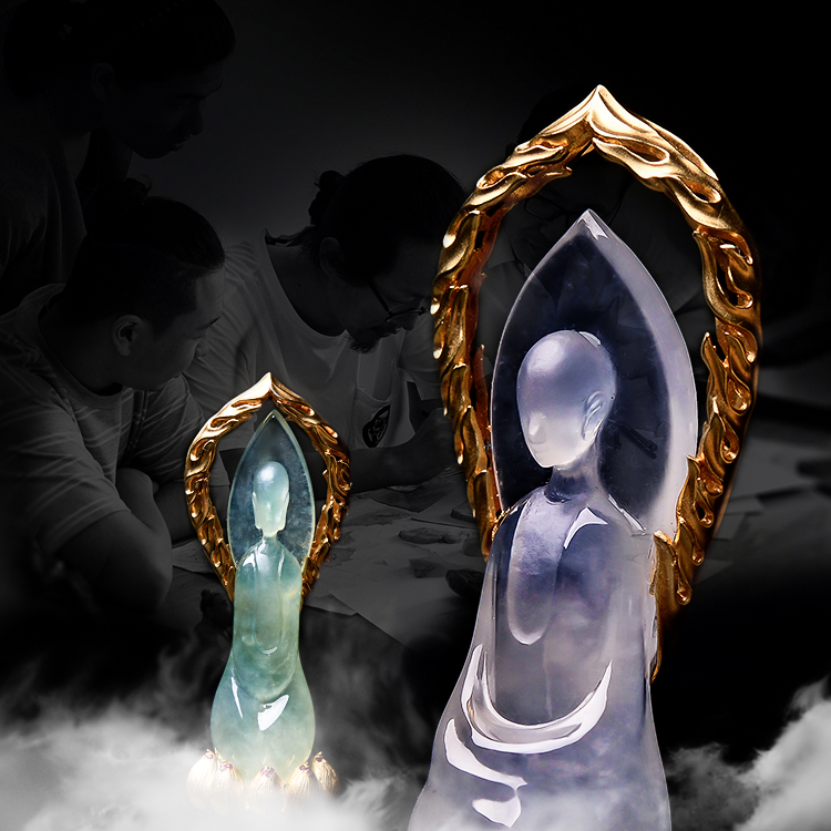 翡翠《大师精工作品》观音佛缅甸A货翡翠