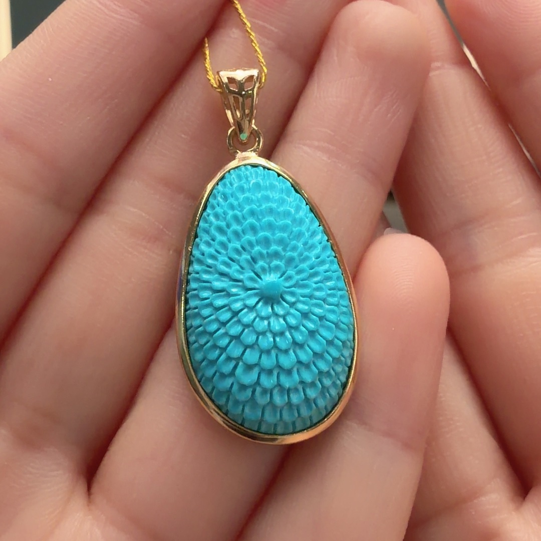 绿松石银S925镶嵌颈饰