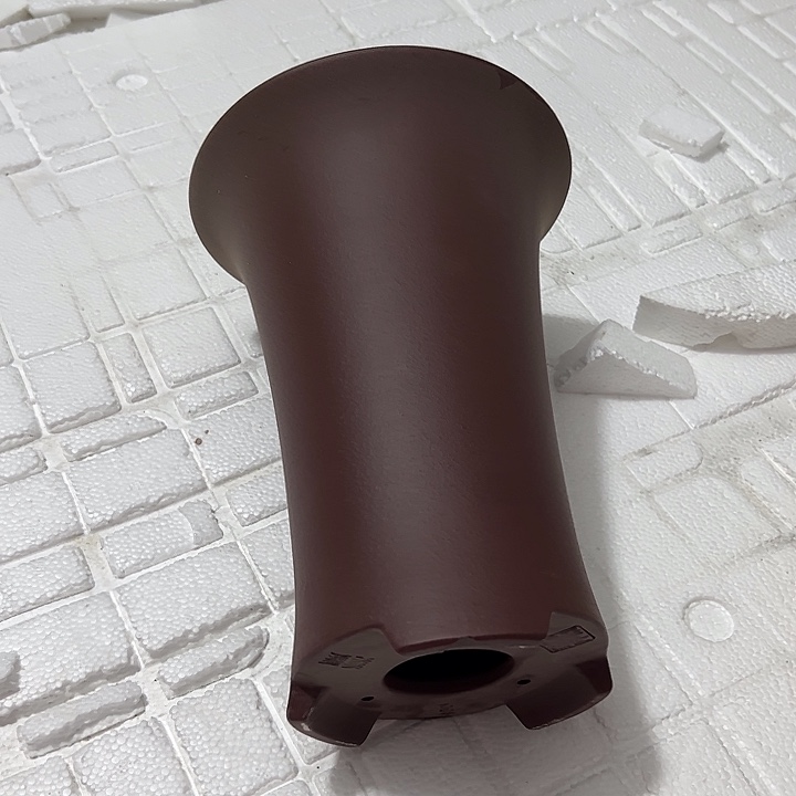 紫砂花盆微瑕27束腰紫茄