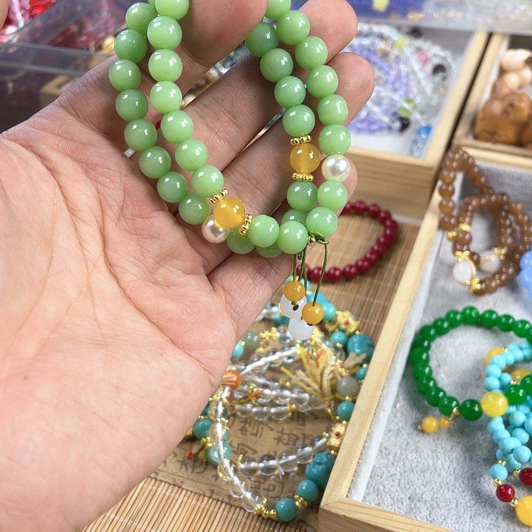 檀香木手串银S925镀金镶嵌