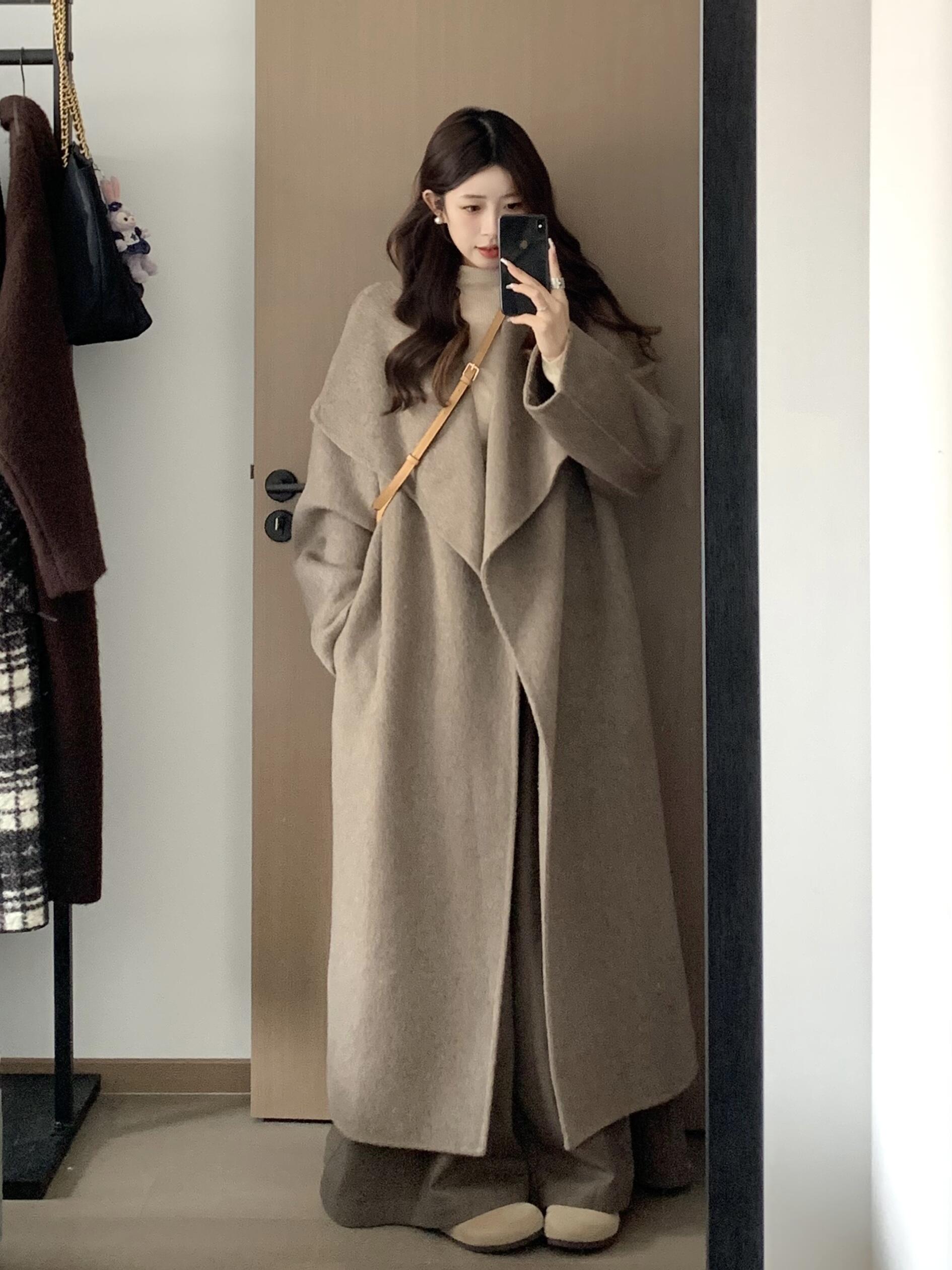 女秋冬毛呢外套韩版赫本风呢大衣韩版小个子毛呢