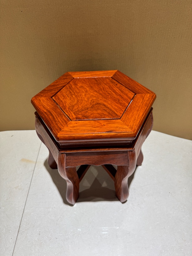 刺猬紫檀木雕花六角凳古典中式换鞋凳茶几凳休闲凳