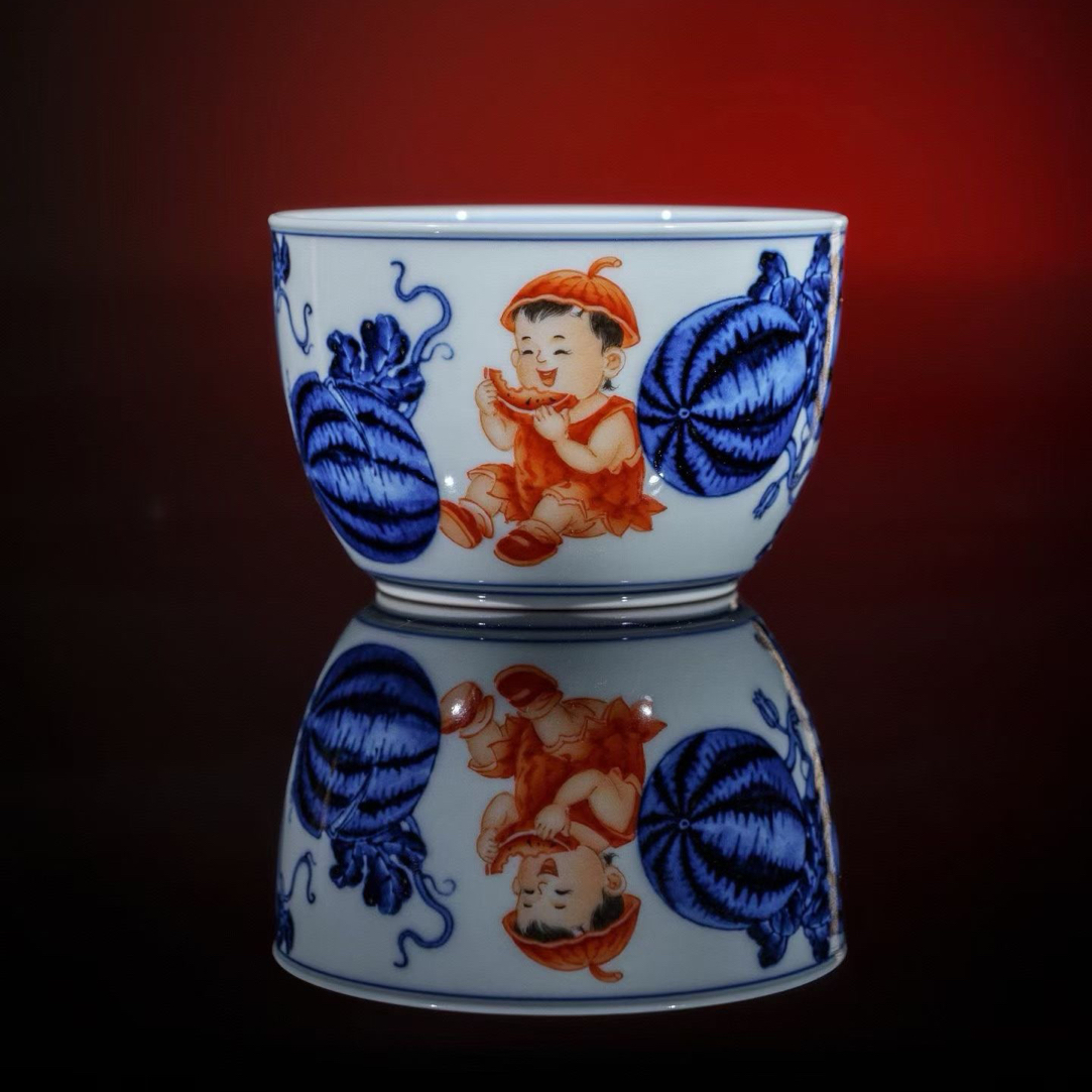志纯窑喜气洋洋瓜果圆口杯