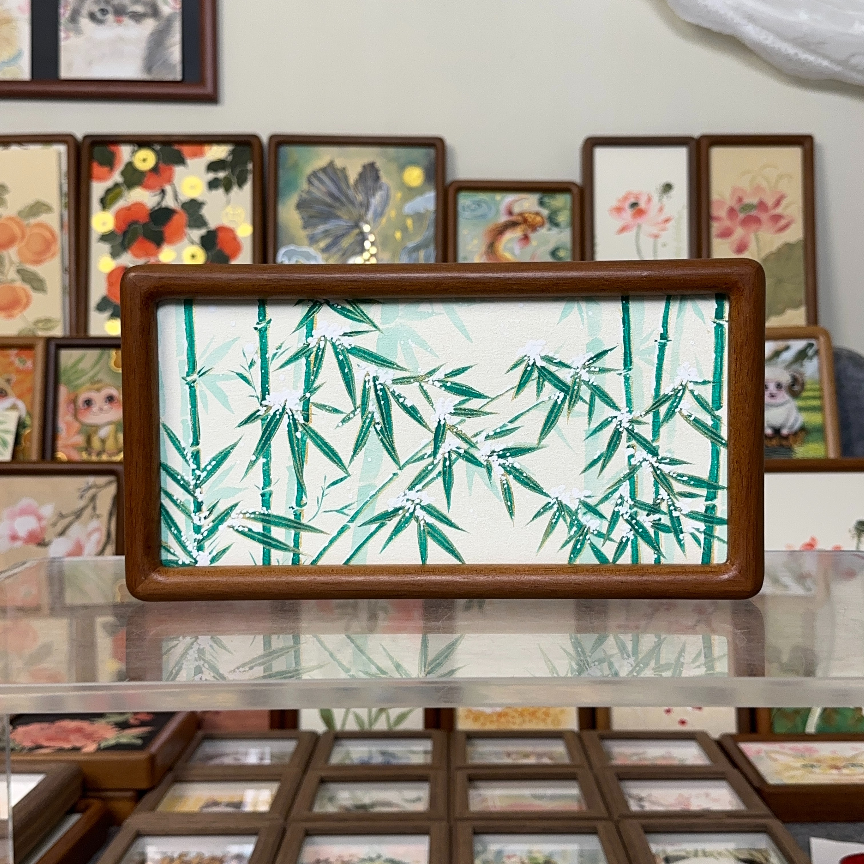 《翠金竹》短长条摆台相框装饰挂画艺术