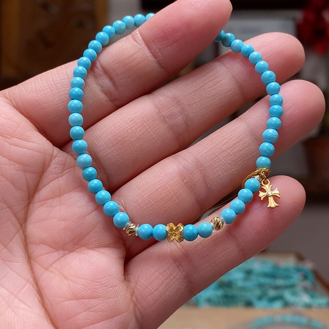 绿松石珠宝奇石18K金镶嵌