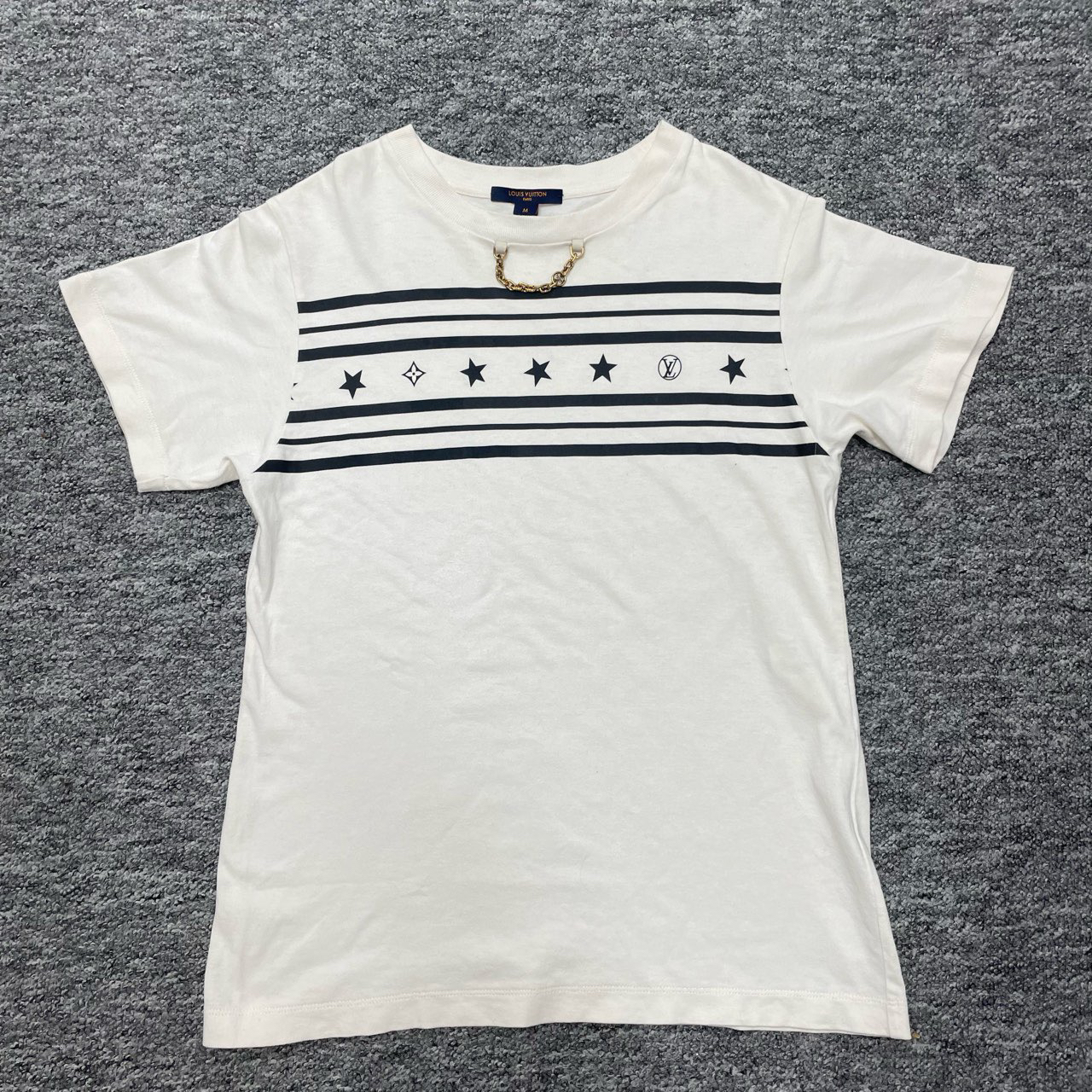 99新 LouisVuitton/路易威登 M码/LV铁链logo星星短袖/99新10648