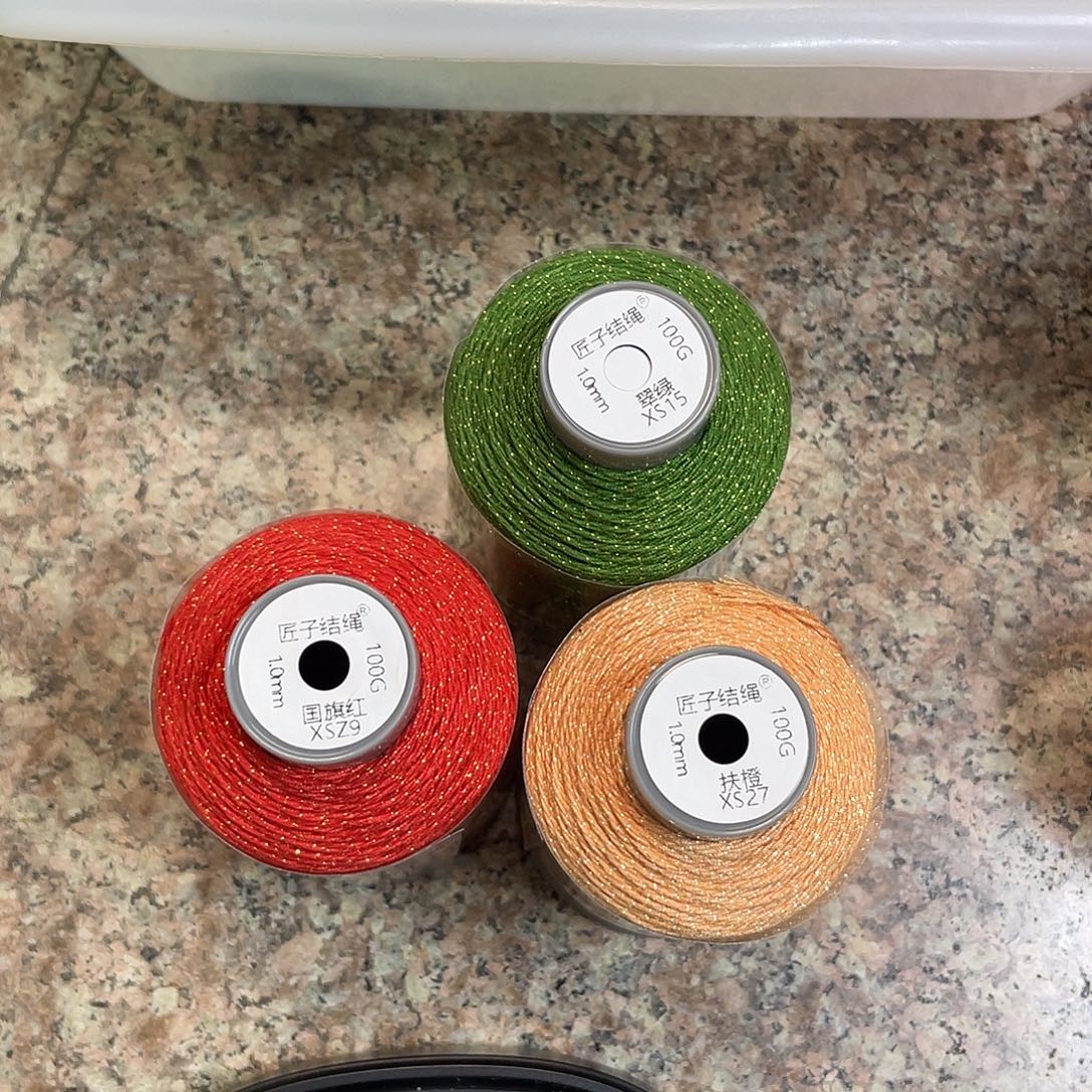 高***好聚酯纤维1.0mm100克手搓棉-国旗红3卷+扶橙、翠绿各1