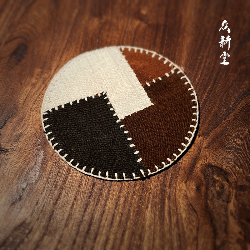 植物染手工纯棉拼接杯垫壶垫复古诧寂风吸水杯垫加厚盖碗垫防烫