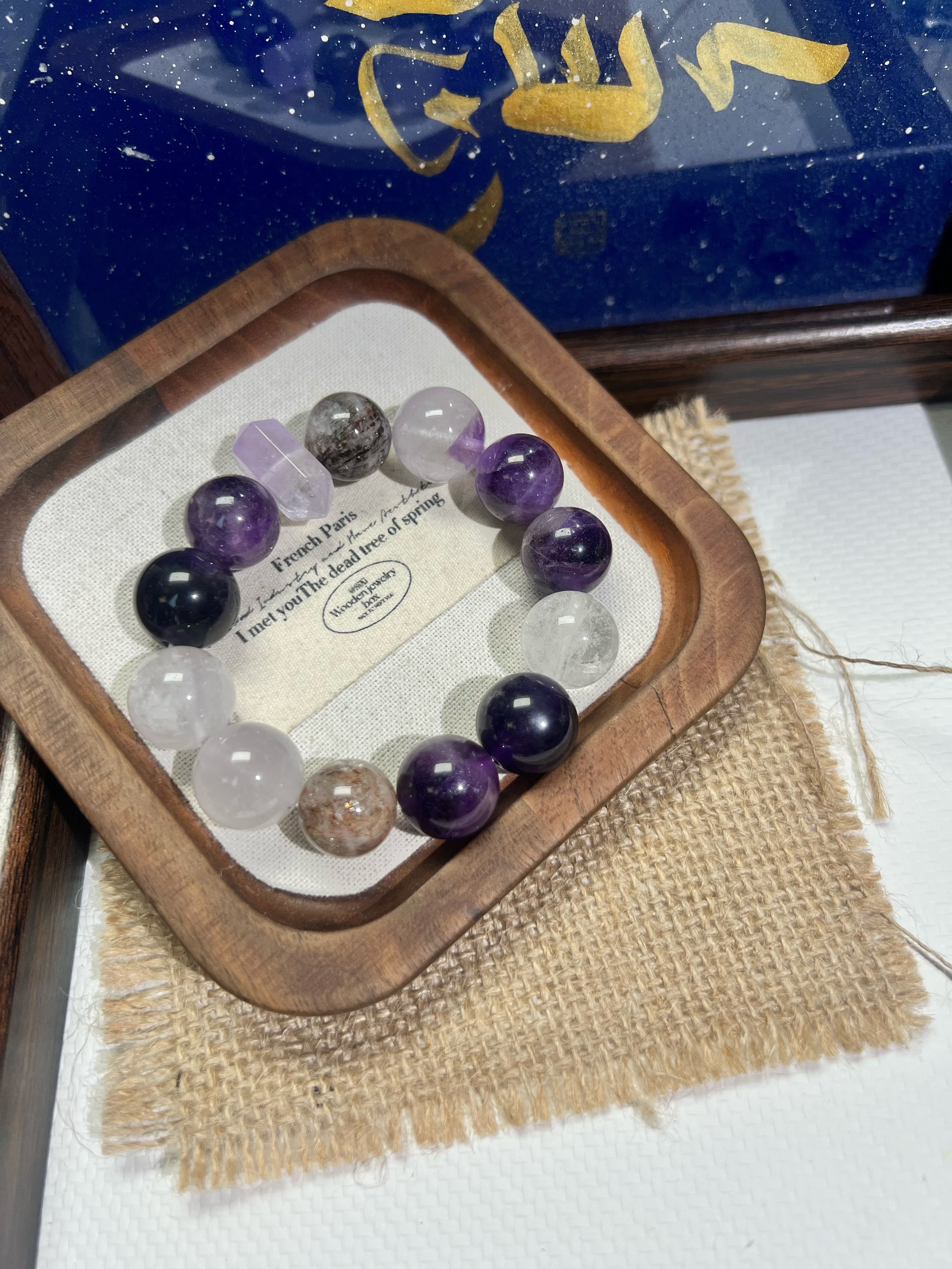 【瑕疵清仓品】天然水晶紫水晶＋黑金超一物一图，默认微瑕NO退NO换