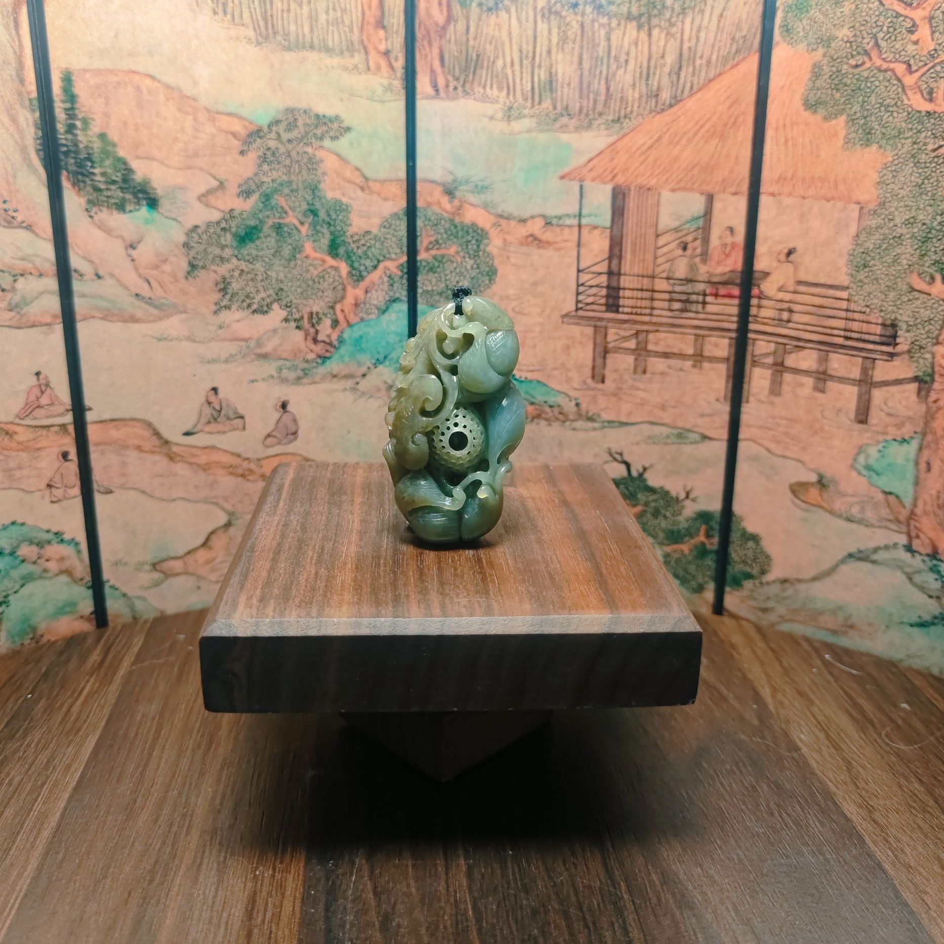 E和田玉鱼篓吊坠0885