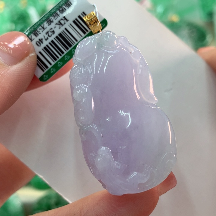 翡翠吊坠(不含链)18K金镶嵌