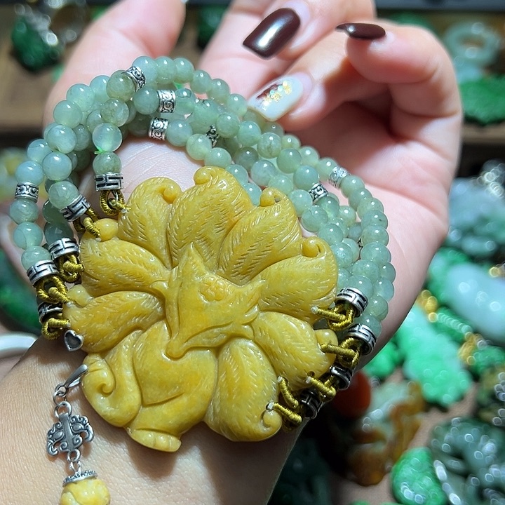 翡翠手串银S925镶嵌翡翠手串