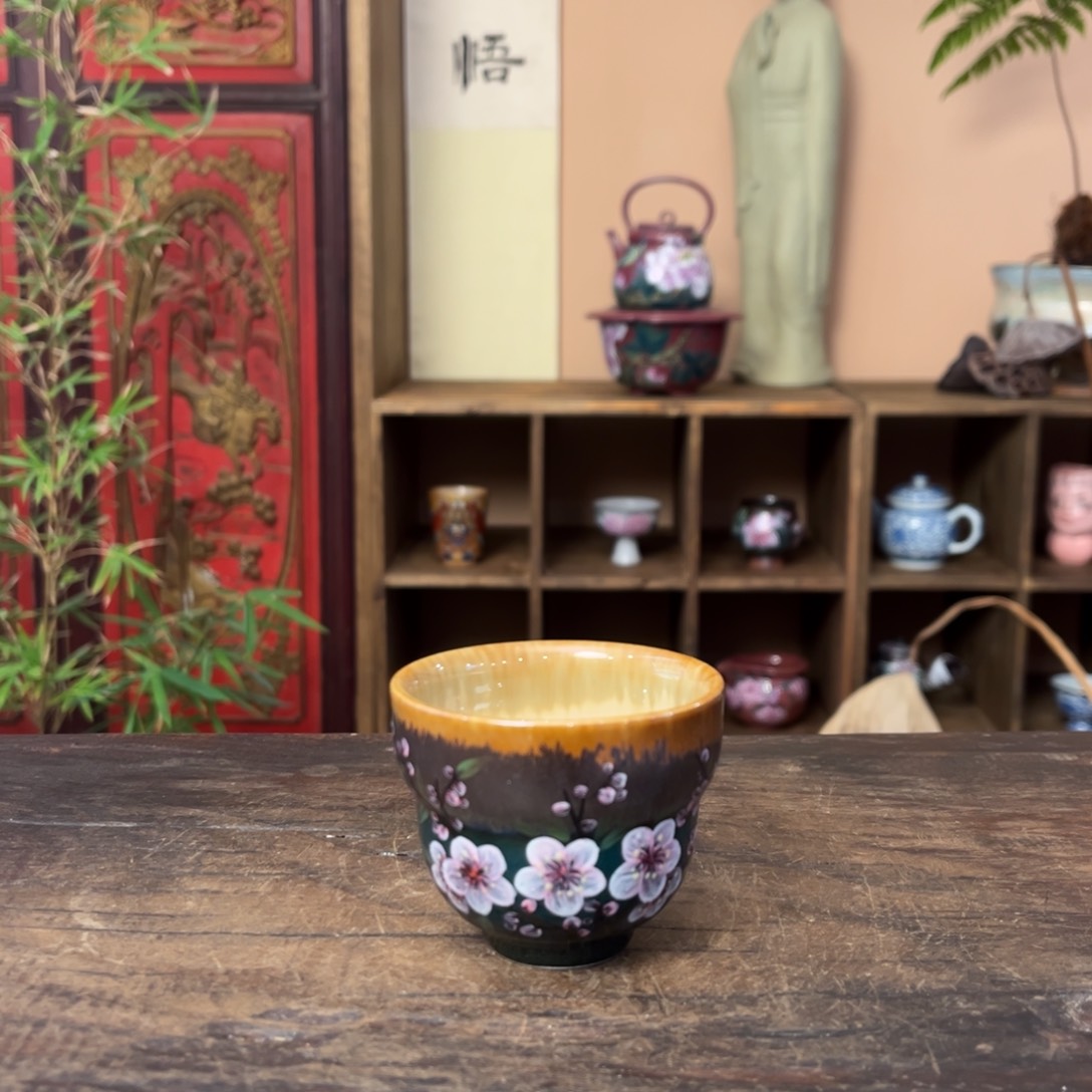 杯柴烧手工手绘陶瓷